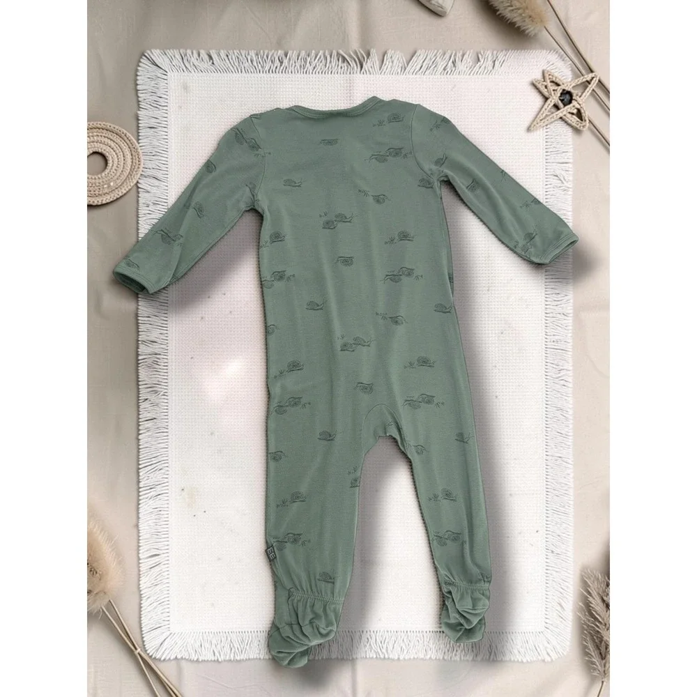 Modern Moments by Gerber Snail Print Sage Green Footed Sleeper 6-9M